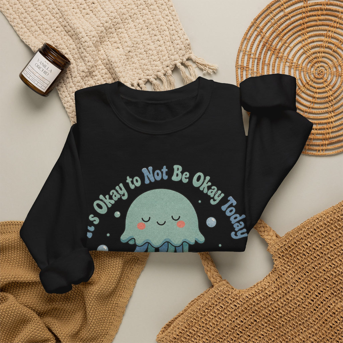 It's Okay to Not Be Okay Sweatshirt - Black - Flat Lay