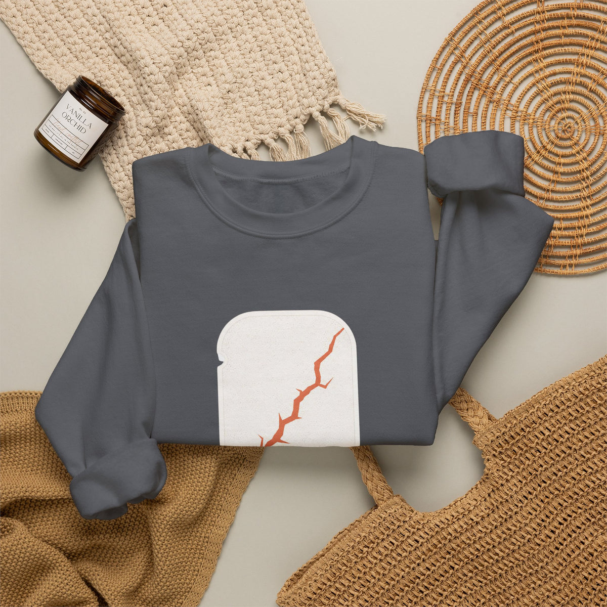 Pickleball Paddle Graphic Sweatshirt - Charcoal - Flat Lay