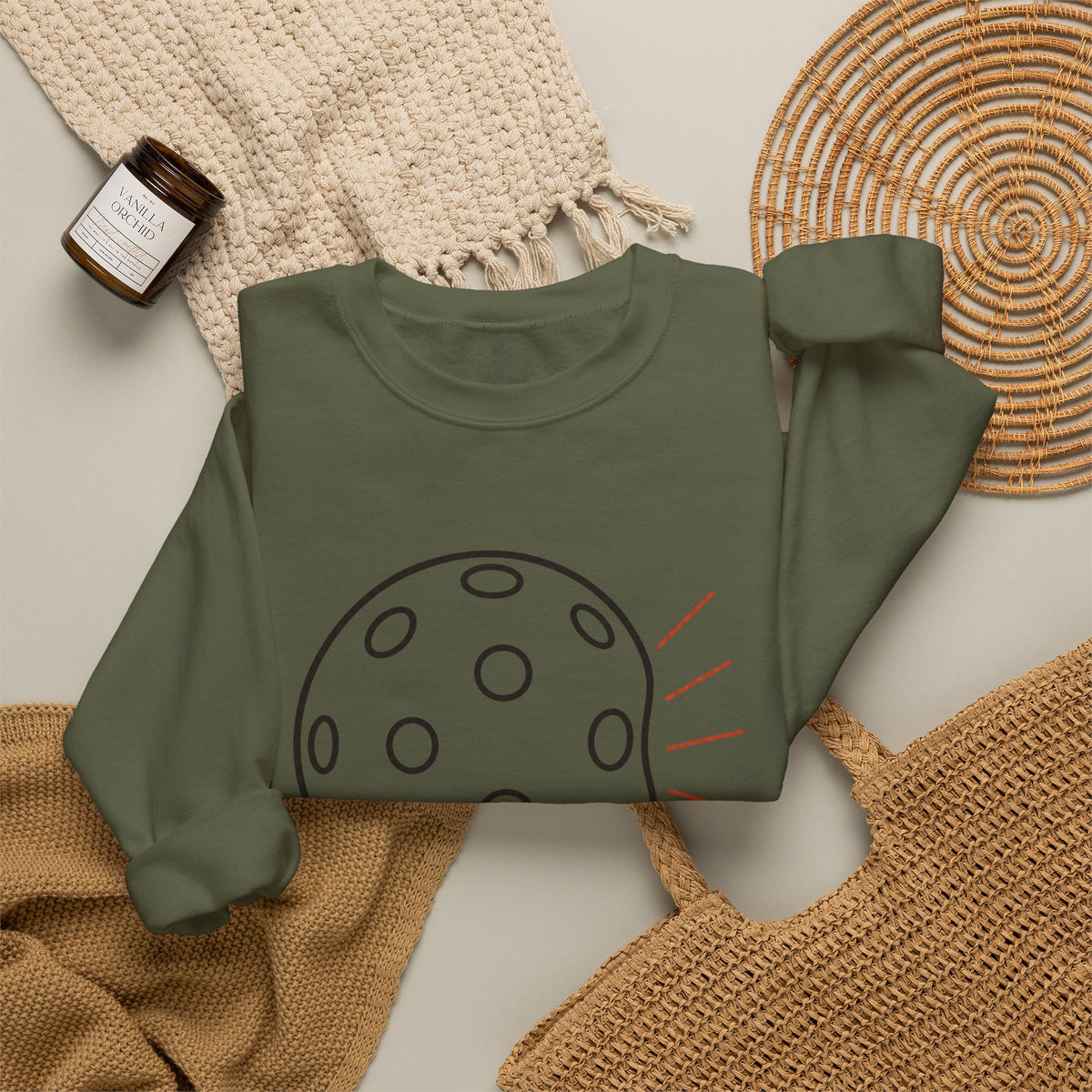 Danger's Gonna Bang Sweatshirt - Military Green - Flat Lay