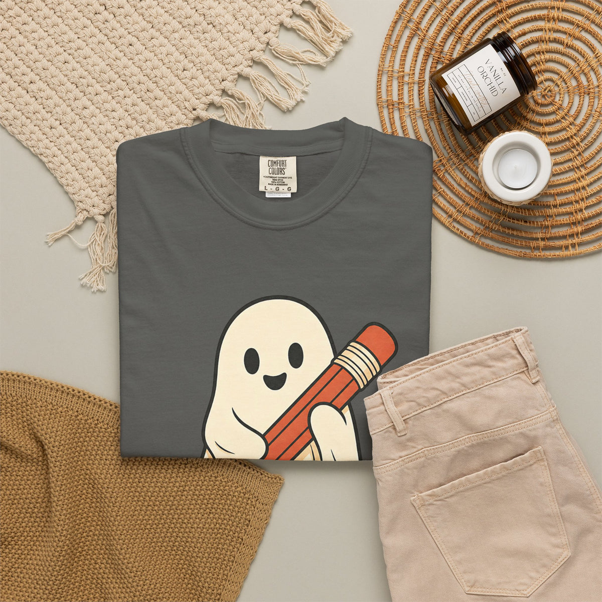 Teaching Little Monsters T-shirt - Pepper - Flat Lay