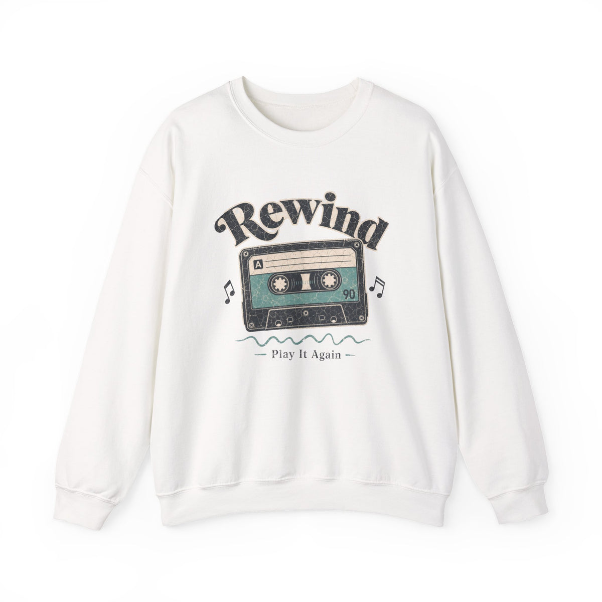 Retro Cassette Tape Sweatshirt - White - Front