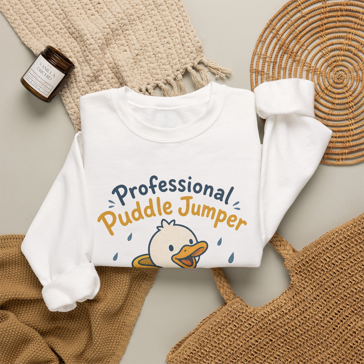 Professional Puddle Jumper Duck Sweatshirt - White - Flat Lay