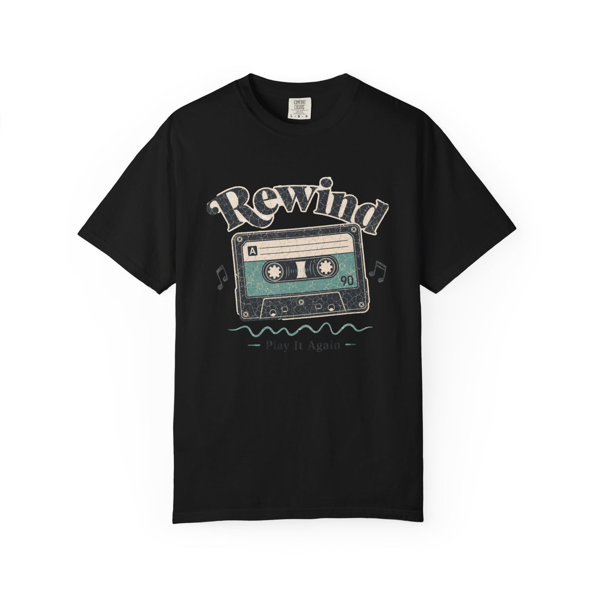 Retro Cassette Tape T-shirt - Black - On Model Side