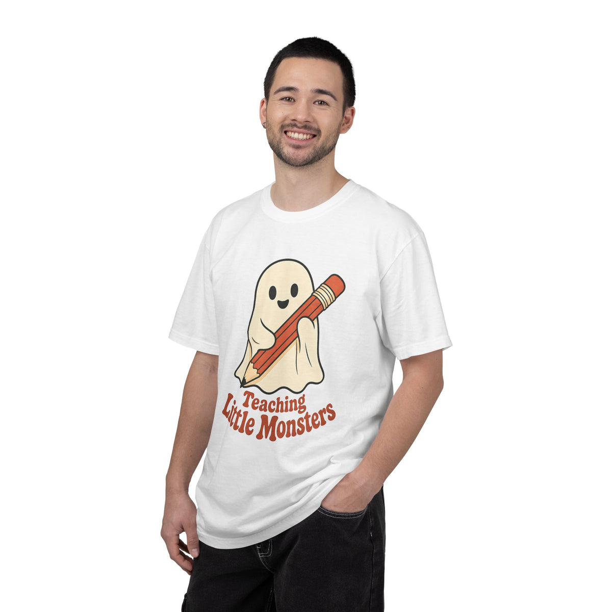 Teaching Little Monsters T-shirt - White - On Model Male
