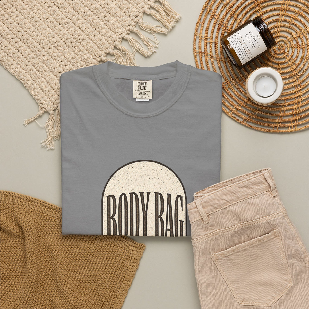 BODY BAG It's a Shot, Not a Threat T-Shirt - Grey - Flat Lay