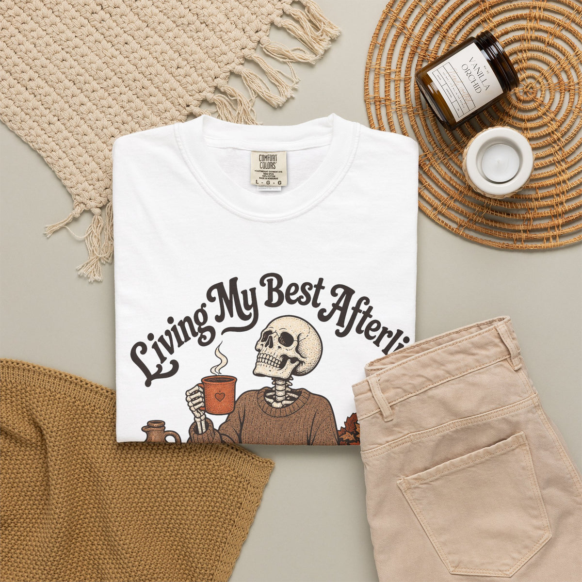 Living My Best Afterlife T-shirt - White - flat lay