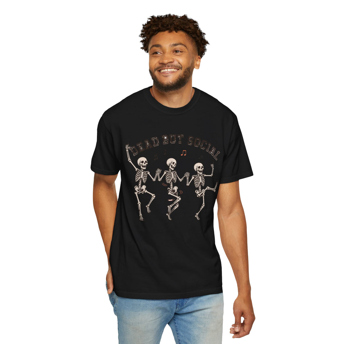 Dead But Social T-Shirt - Black - on model front