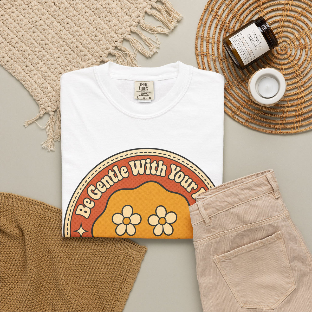 Be Gentle With Your Mind T-shirt - White - flat lay