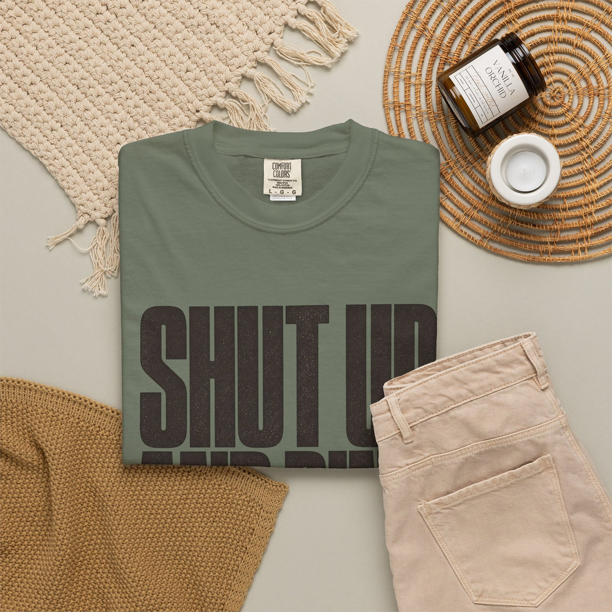 Shut Up and Dink T-Shirt - Moss - Flat Lay