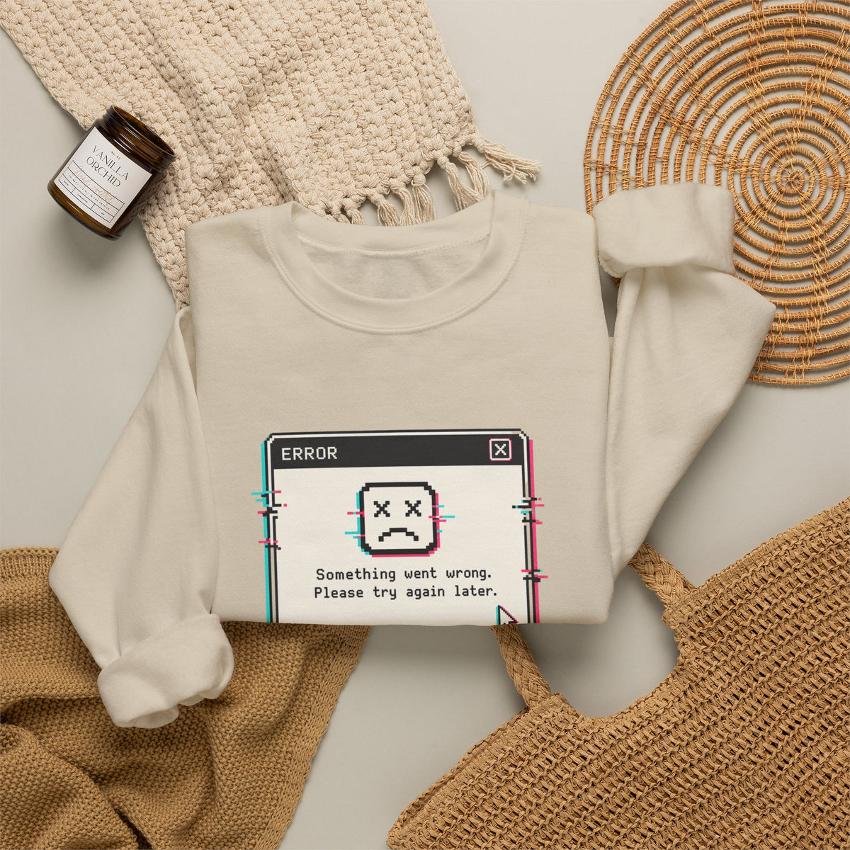 Error 404 Sleep Not Found Sweatshirt - Sand - Flat Lay