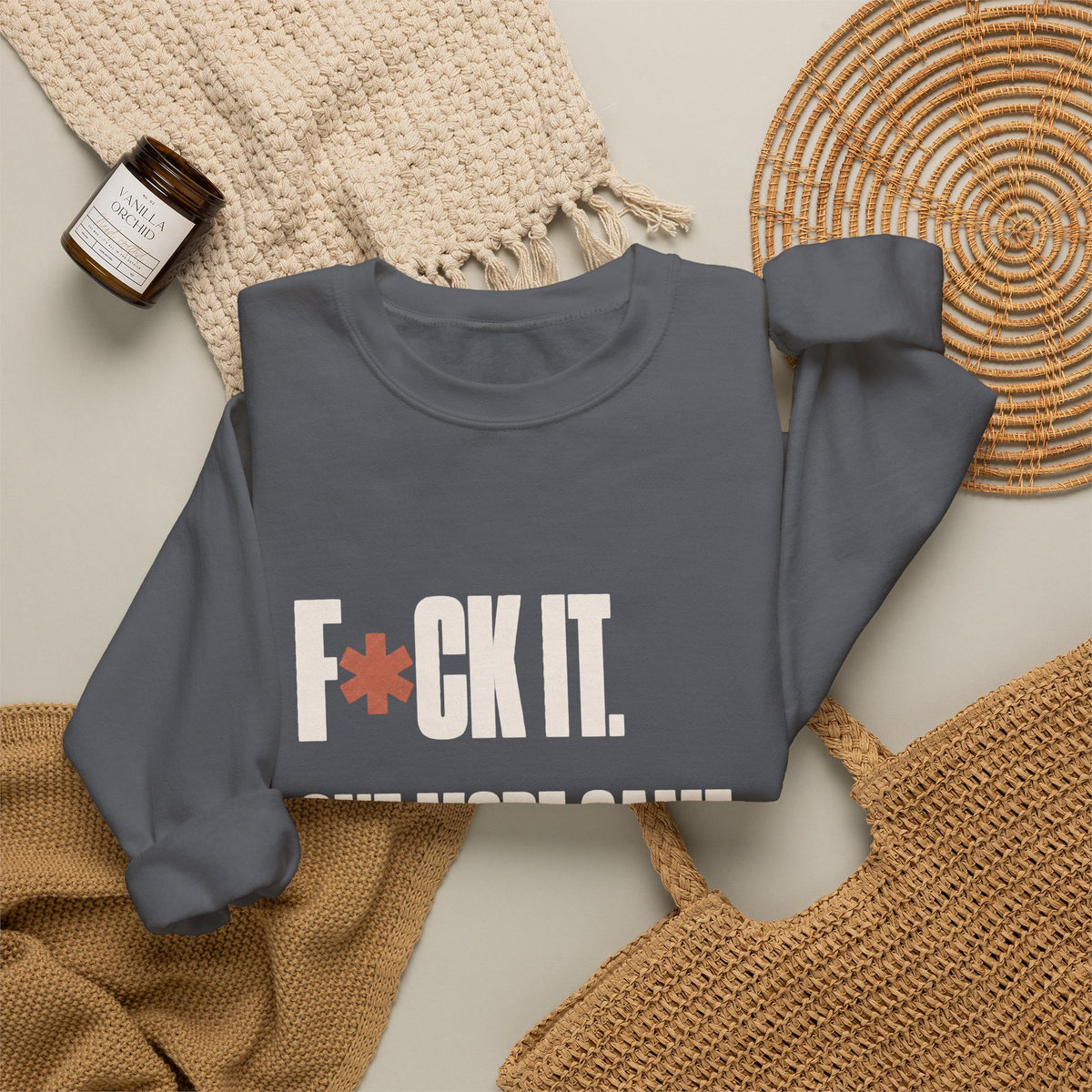F*ck It. One More Game. Sweatshirt - Charcoal - Flat Lay