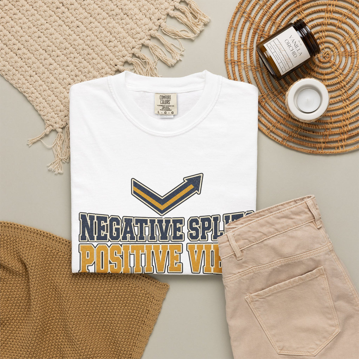 Negative Splits Positive Vibes T-shirt - White - Flat Lay