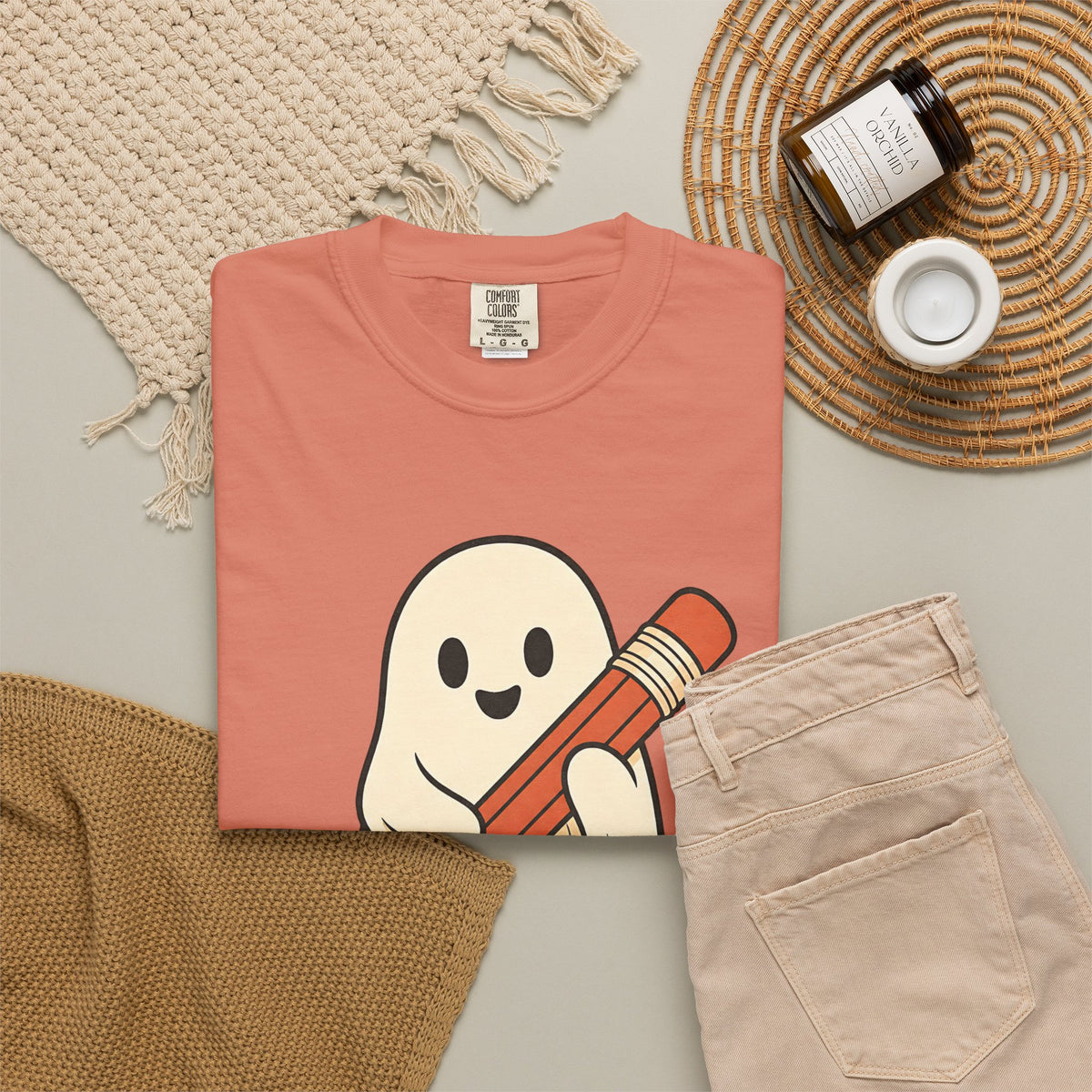 Teaching Little Monsters T-shirt - Terracotta - Flat Lay