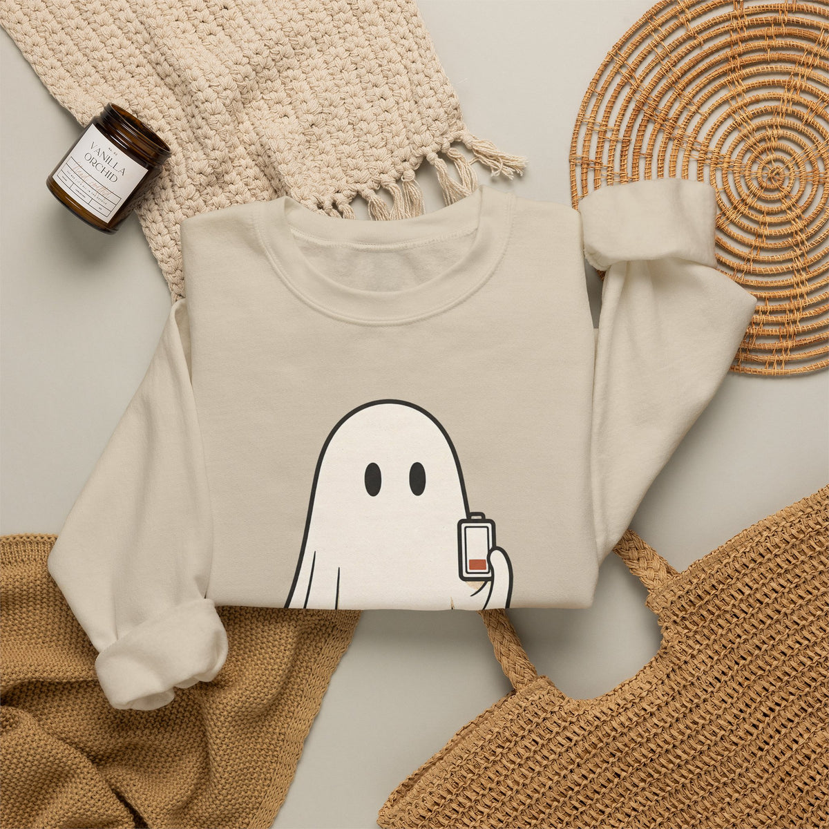 Running On Empty Since October Sweatshirt - Sand - Flat Lay