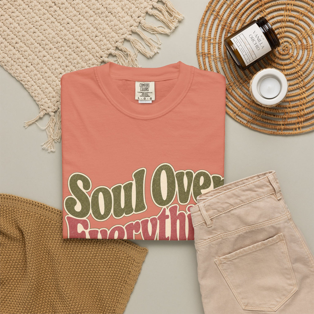 Soul Over Everything T-shirt - Terracotta - Flat Lay
