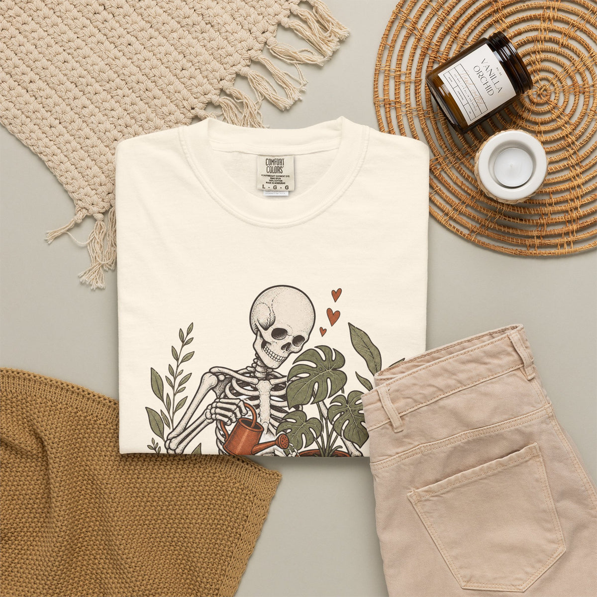 Growing Through It T-shirt - Ivory - Flat Lay