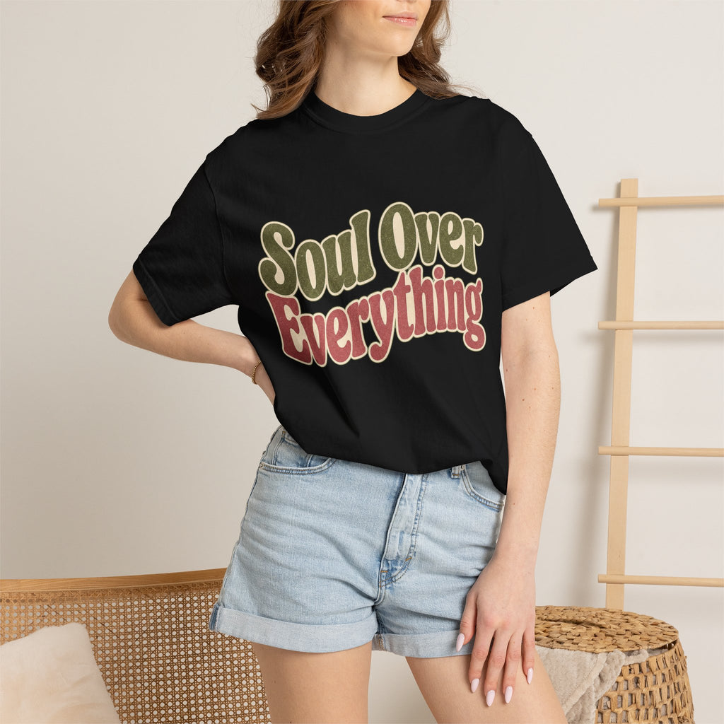 Soul Over Everything T-shirt - Black - On Model Close-Up