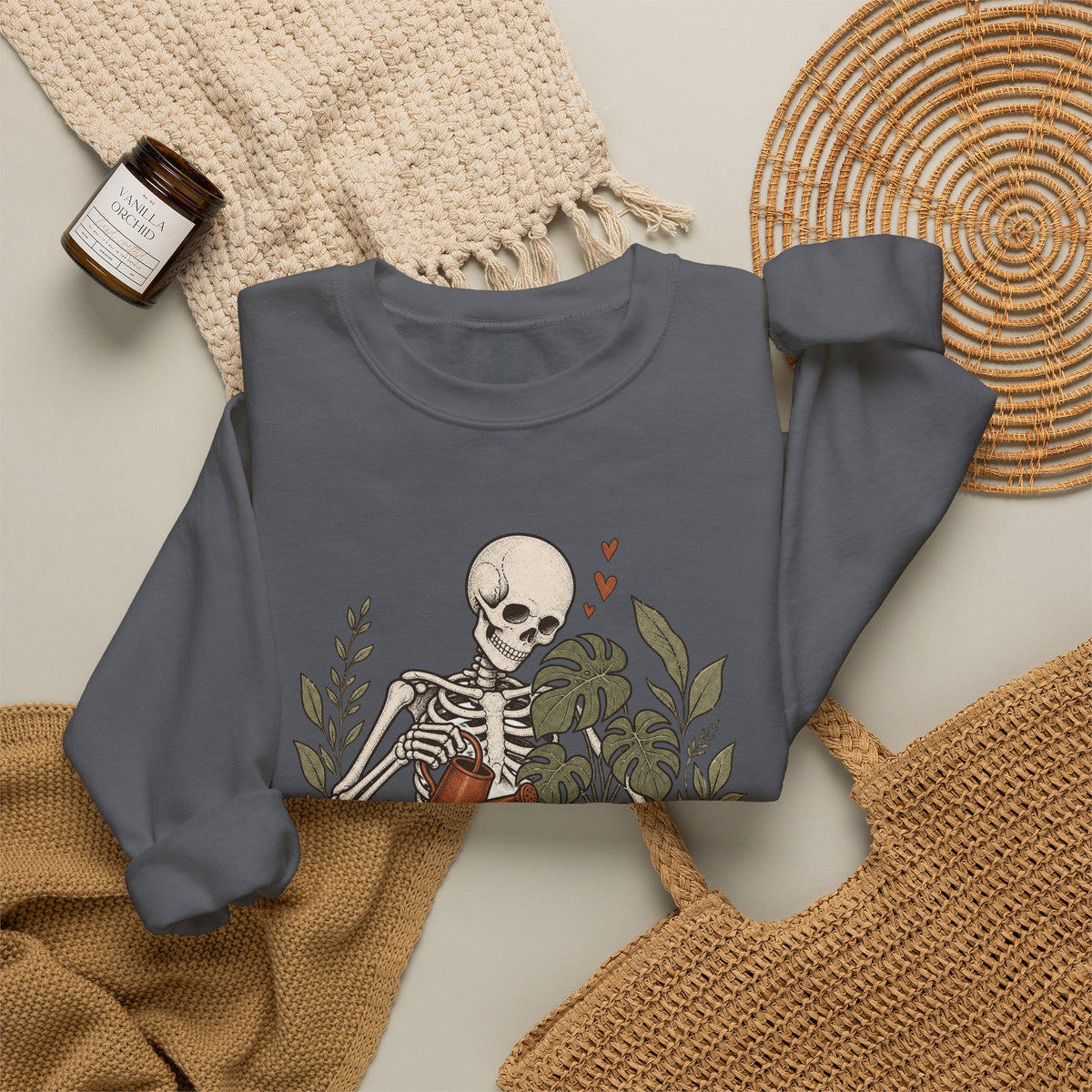 Growing Through It Sweatshirt - Charcoal - flat lay
