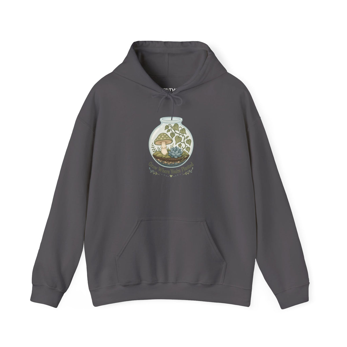 Grow Where You're Planted Hoodie - Charcoal - Flat Lay