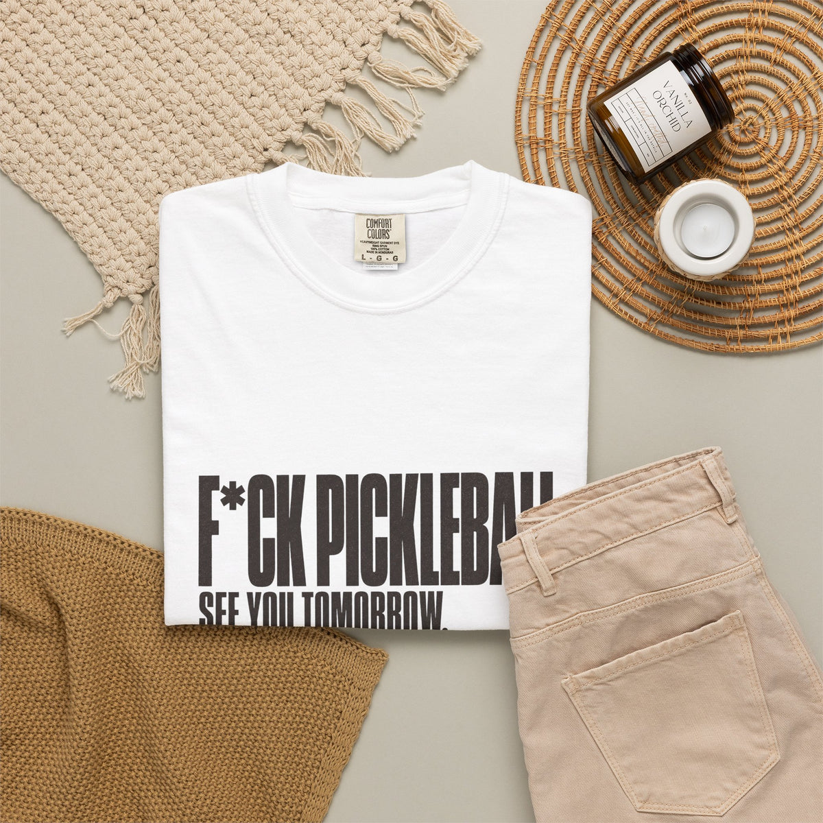 F*ck Pickleball. See You Tomorrow. T-Shirt - White - Flat Lay