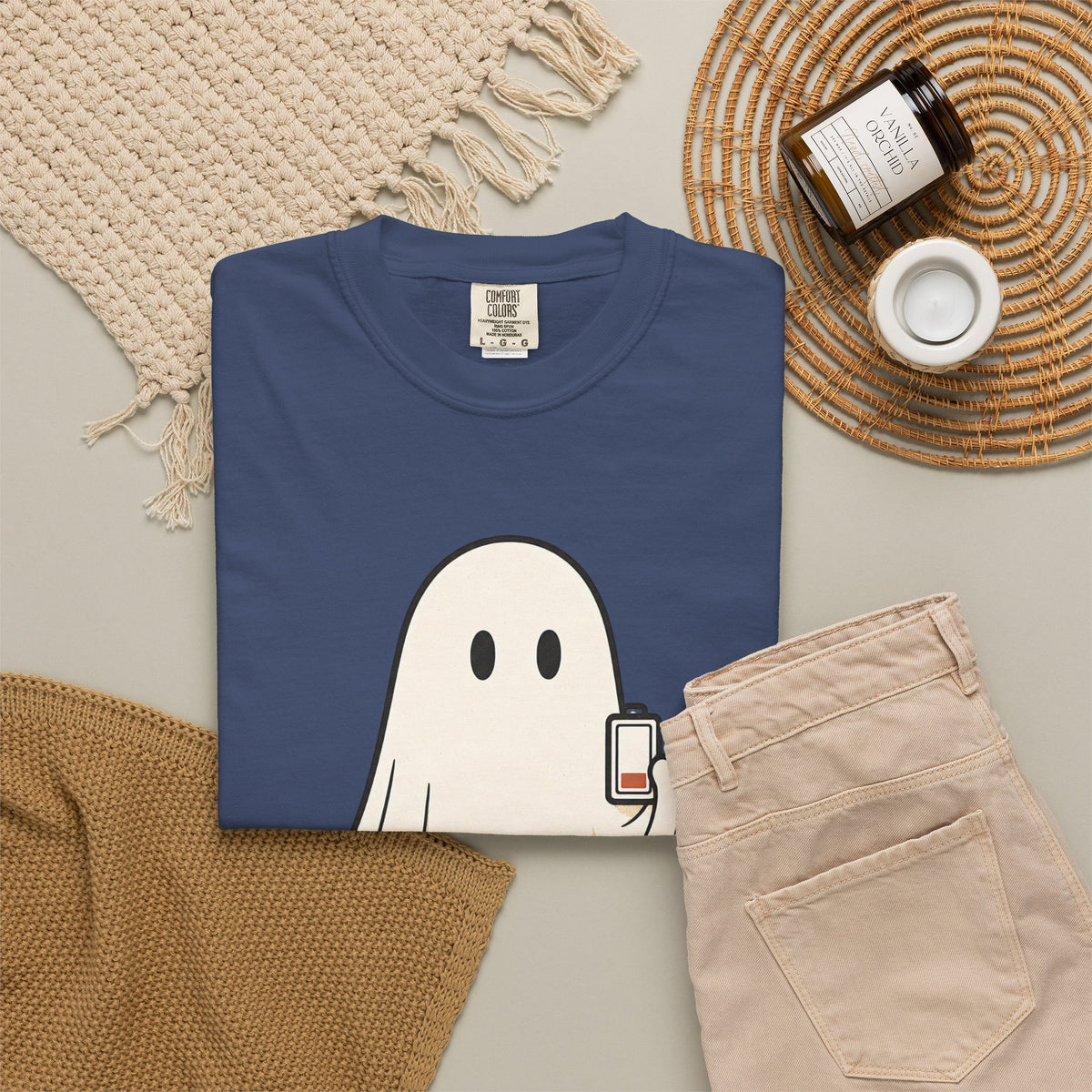 Running On Empty Since October T-Shirt - China Blue - Flat Lay