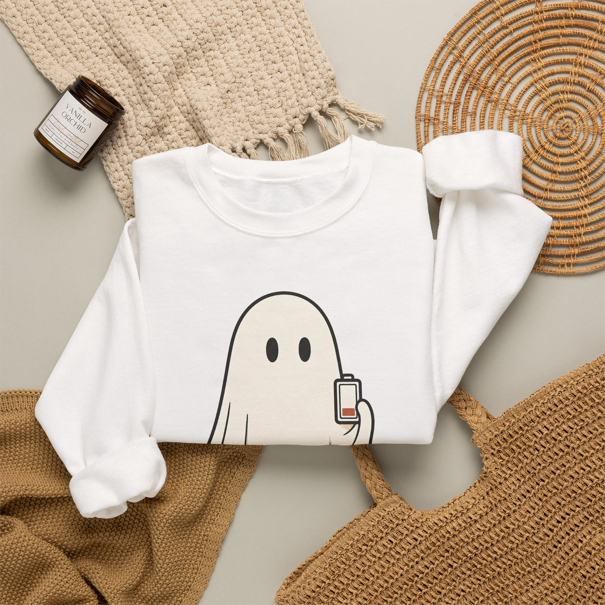 Running On Empty Since October Sweatshirt - White - Flat Lay