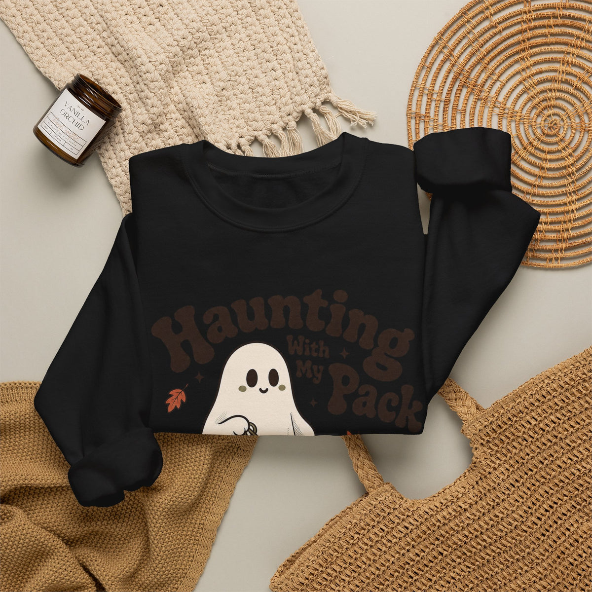 Haunting With My Pack Sweatshirt - Black - Flat Lay