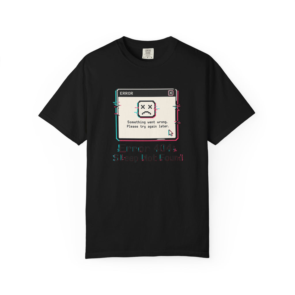 Error 404 Sleep Not Found T-Shirt - Black - On Model Side