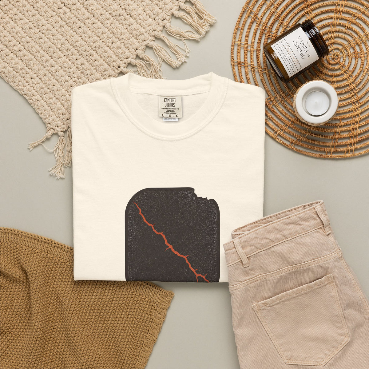 Pickleball Paddle Graphic T-Shirt - Ivory - Flat Lay