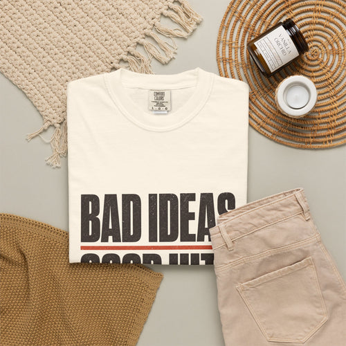 Bad Ideas. Good Hits. T-Shirt - Ivory - Flat Lay