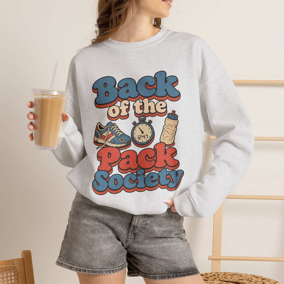 Back of the Pack Society Sweatshirt - Ash - on model female