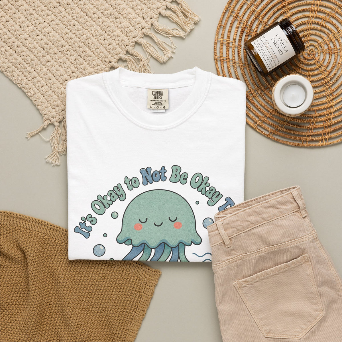It's Okay to Not Be Okay T-shirt - White - Flat Lay