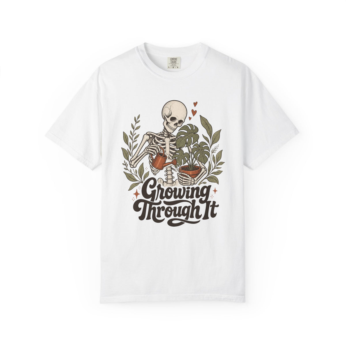 Growing Through It T-shirt - White - on model side