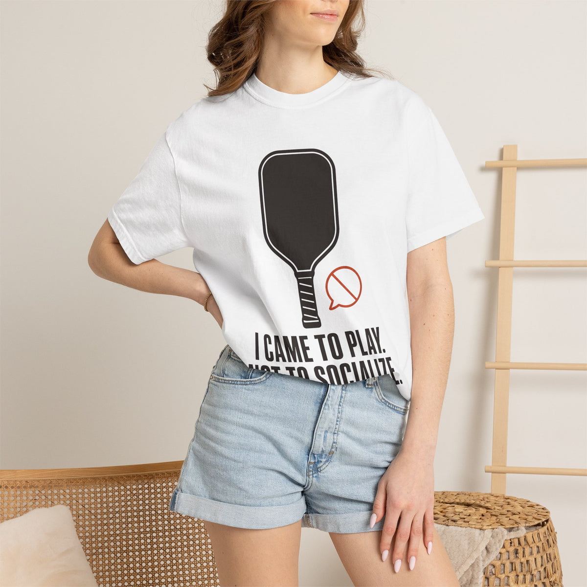 I Came to Play. Not to Socialize. T-Shirt - White - On Model Close-Up
