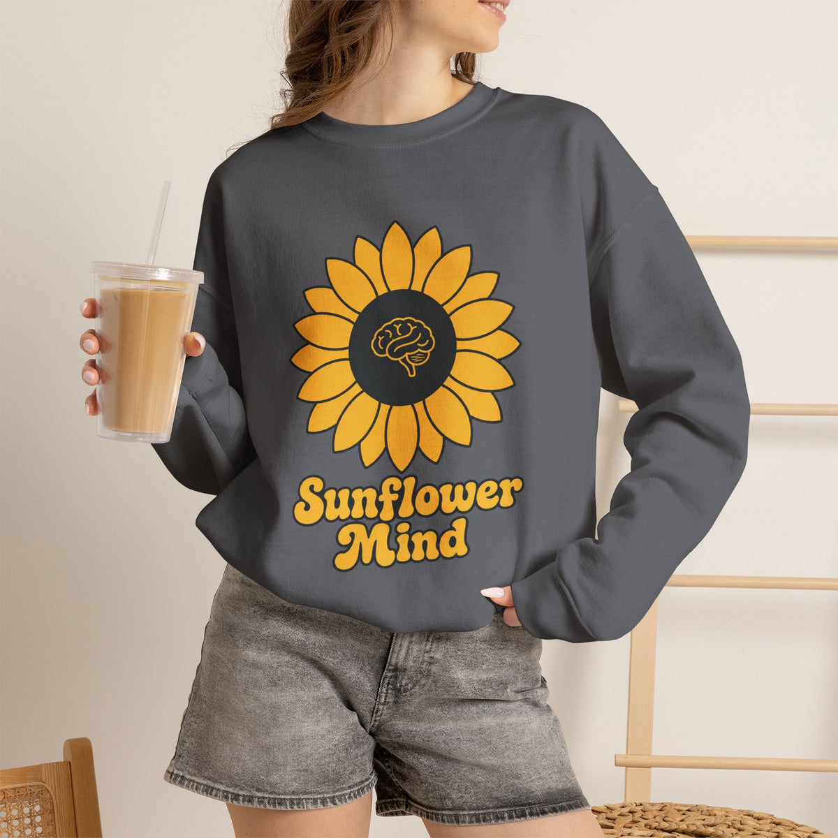 Sunflower Mind Sweatshirt - Charcoal - On Model Female