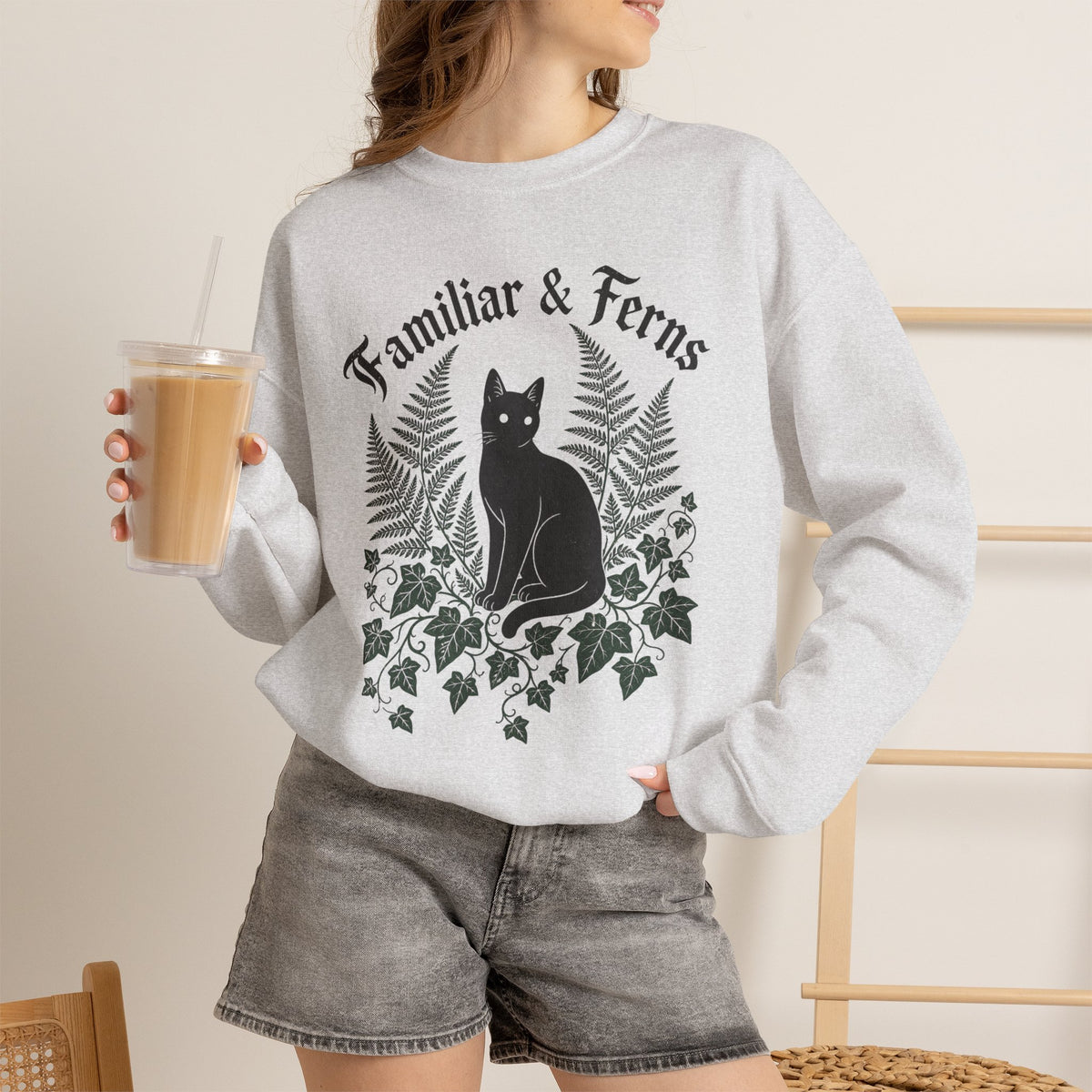 Familiar & Ferns Sweatshirt - Ash - On Model Female