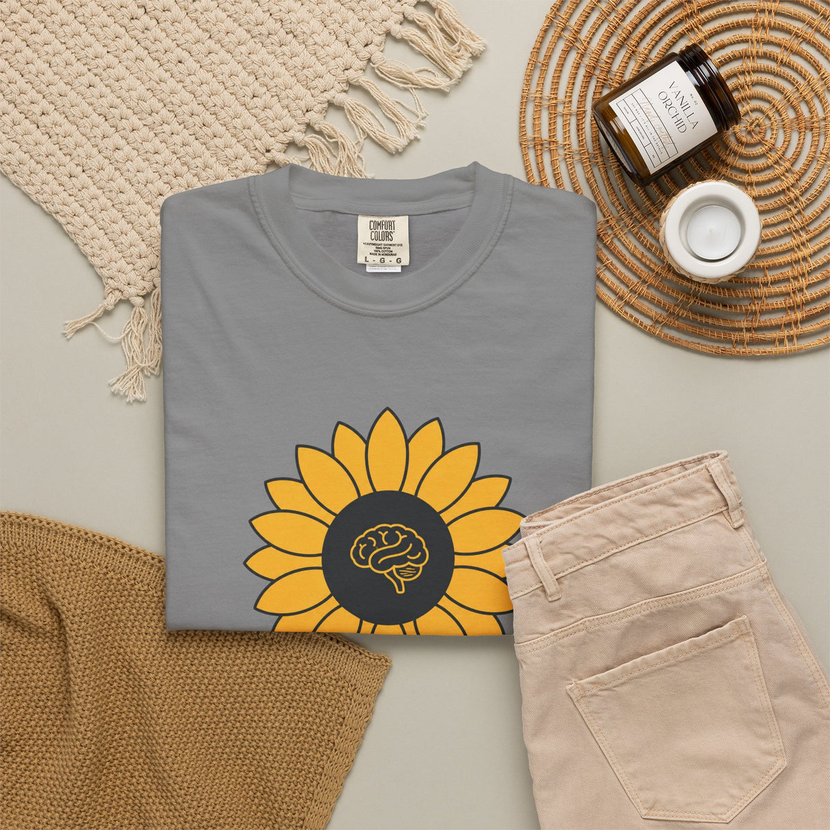 Sunflower Mind T-shirt - Grey - Flat Lay