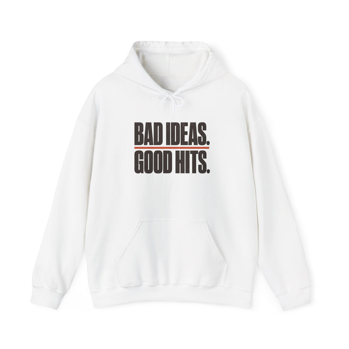Bad Ideas. Good Hits. Hoodie - White - Flat Lay