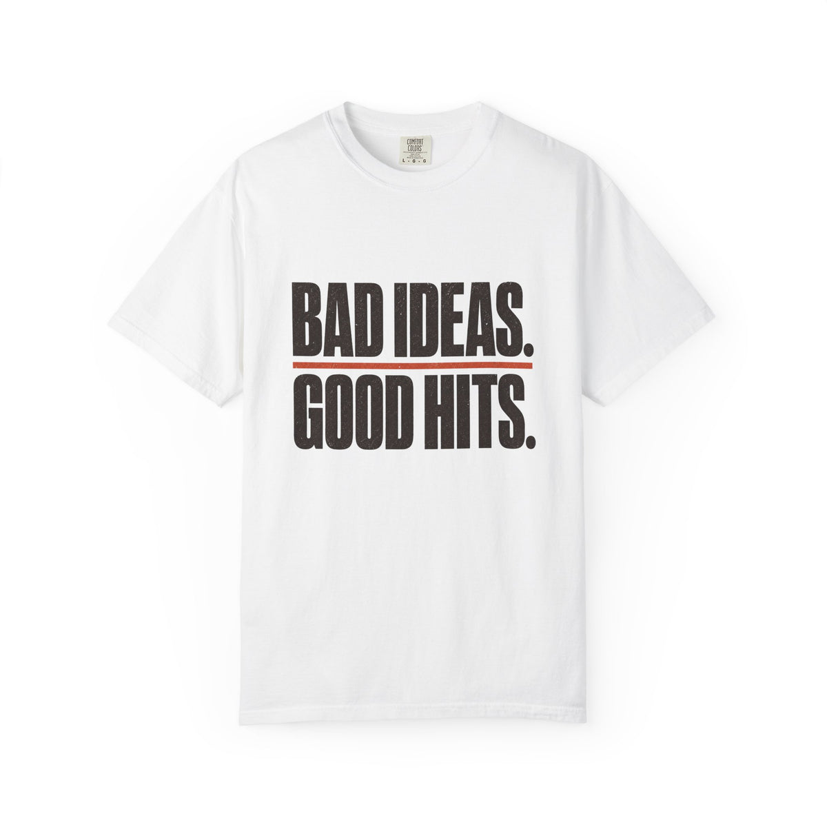 Bad Ideas. Good Hits. T-Shirt - White - On Model Side