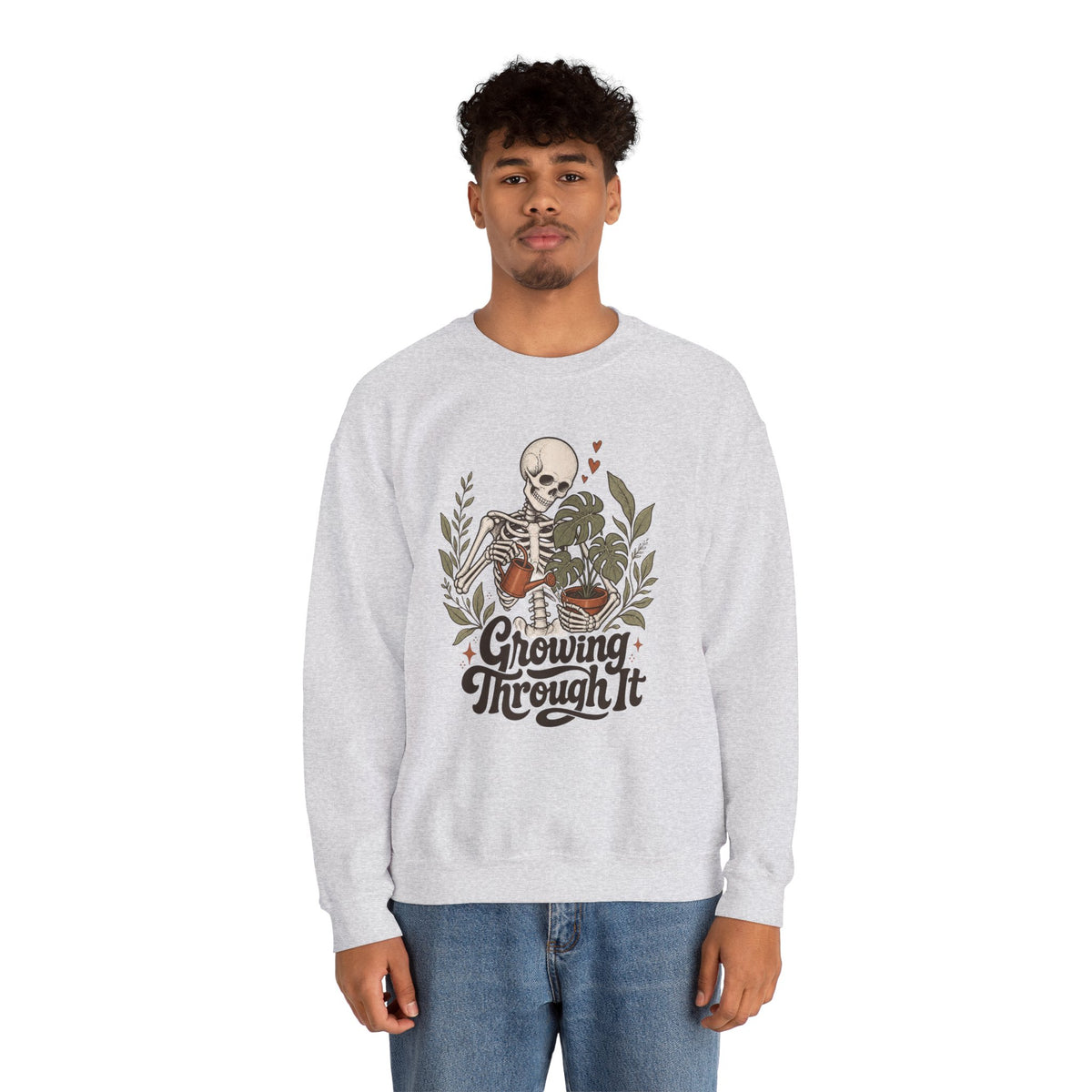 Growing Through It Sweatshirt - Ash - on model male