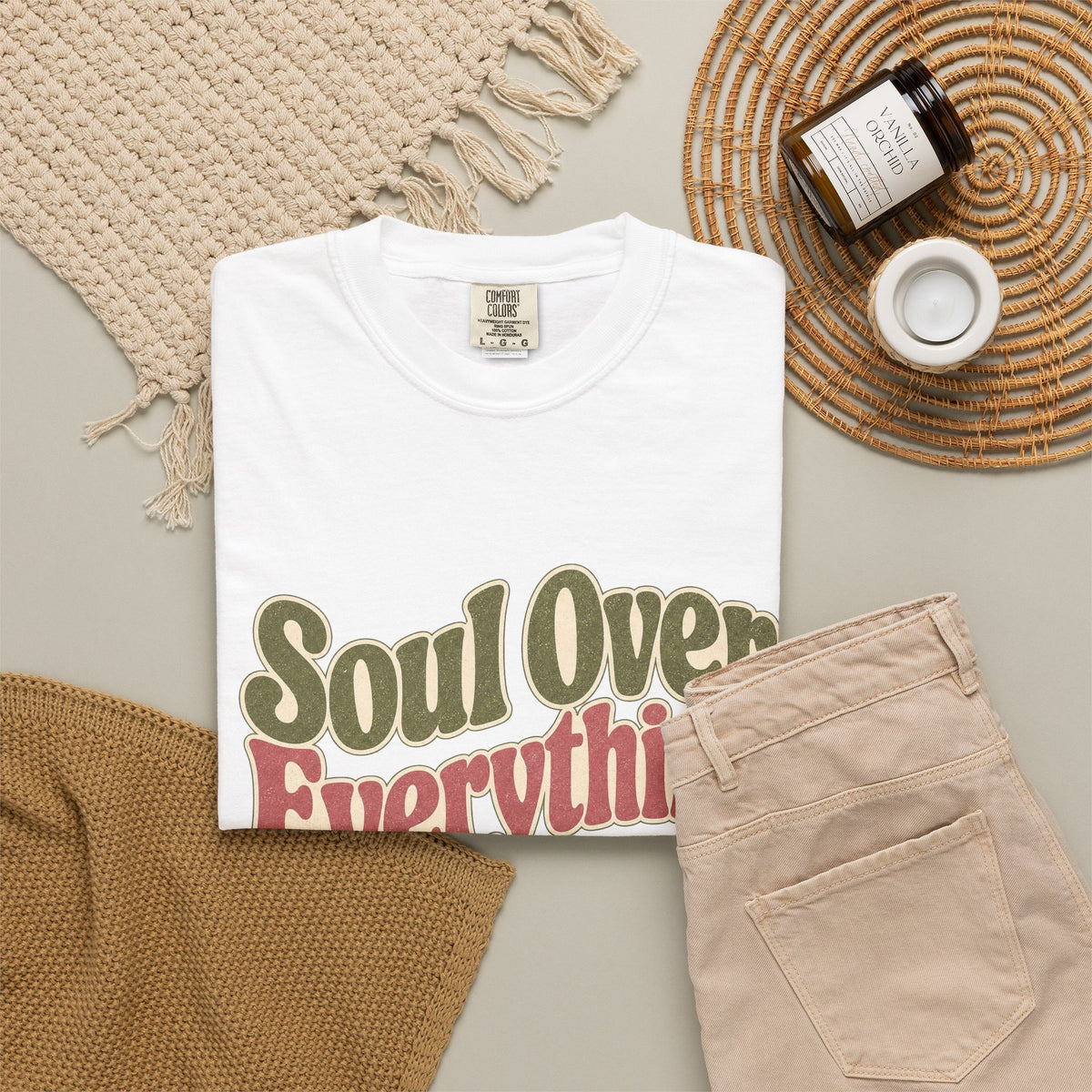 Soul Over Everything T-shirt - White - Flat Lay