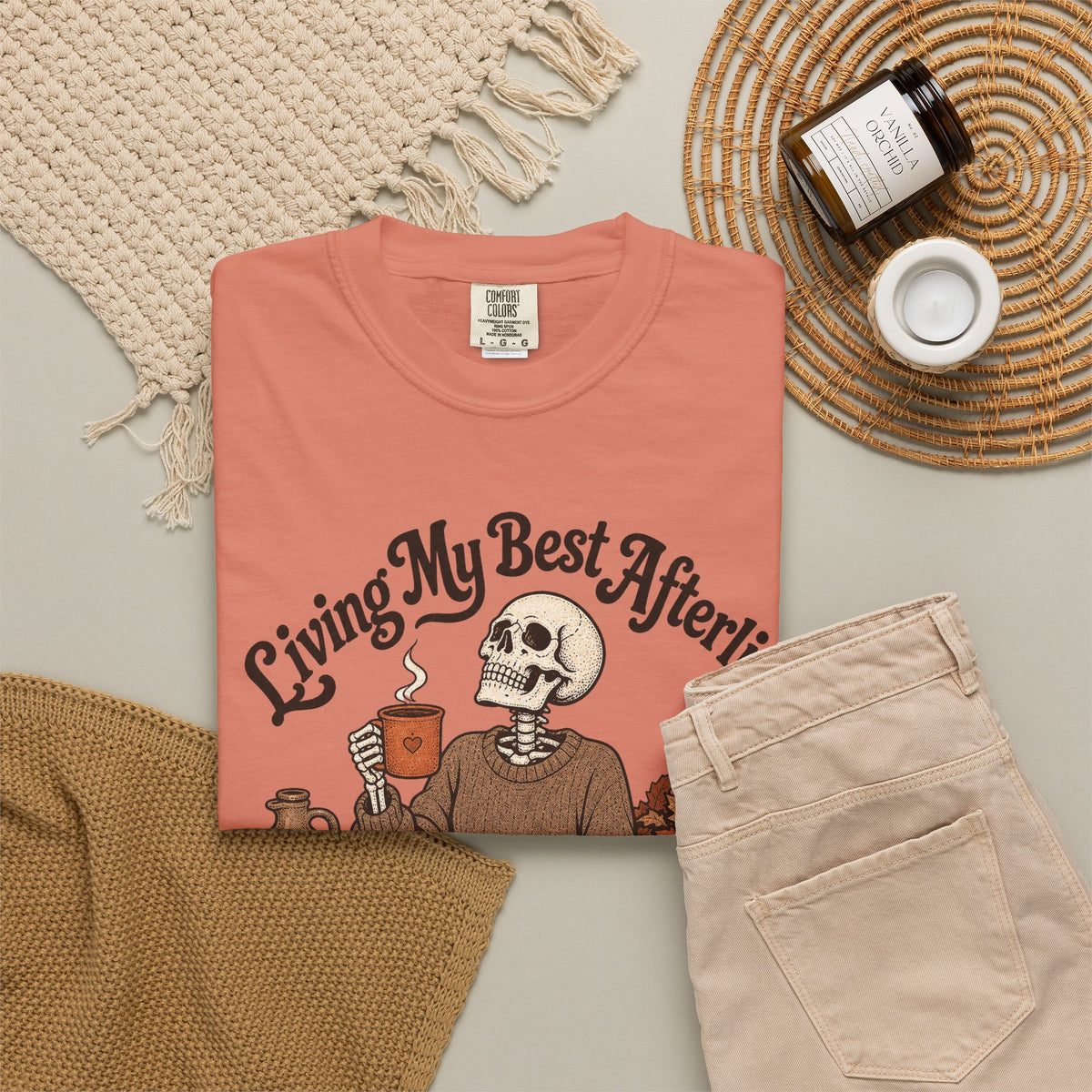 Living My Best Afterlife T-shirt - Terracotta - flat lay