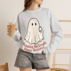 Running On Empty Since October Sweatshirt - Ash - On Model Female