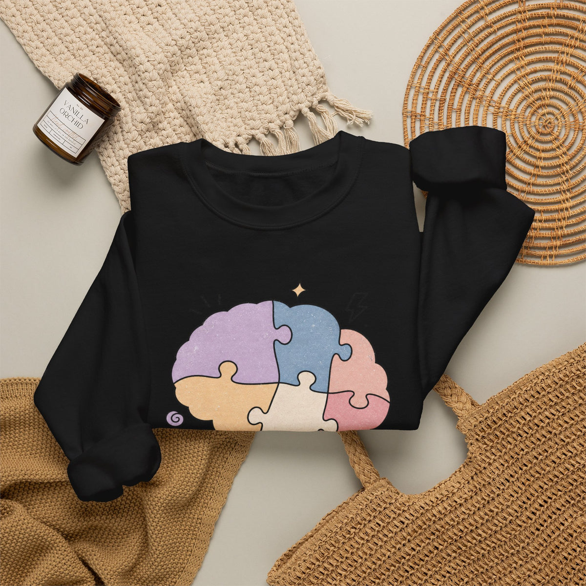 My Brain Has 47 Tabs Open Sweatshirt - Black - Flat Lay