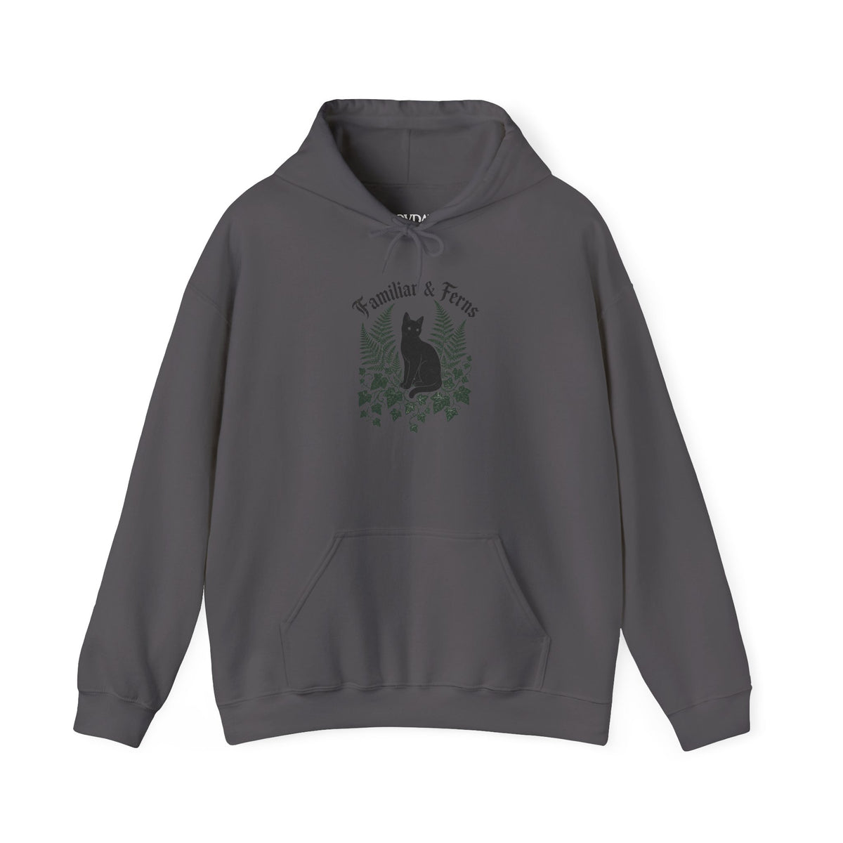 Familiar & Ferns Hoodie - Charcoal - Flat Lay