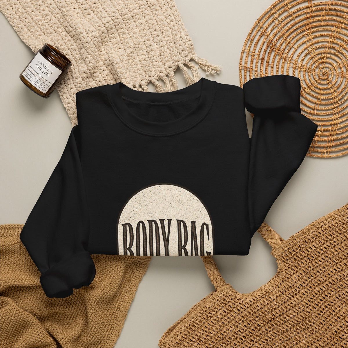 BODY BAG It's a Shot, Not a Threat Sweatshirt - Black - Flat Lay