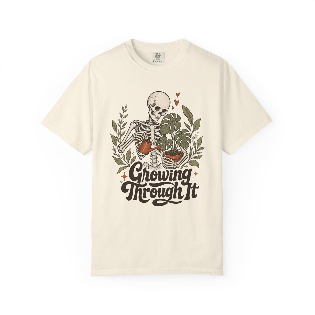 Growing Through It T-shirt - Ivory - on model side