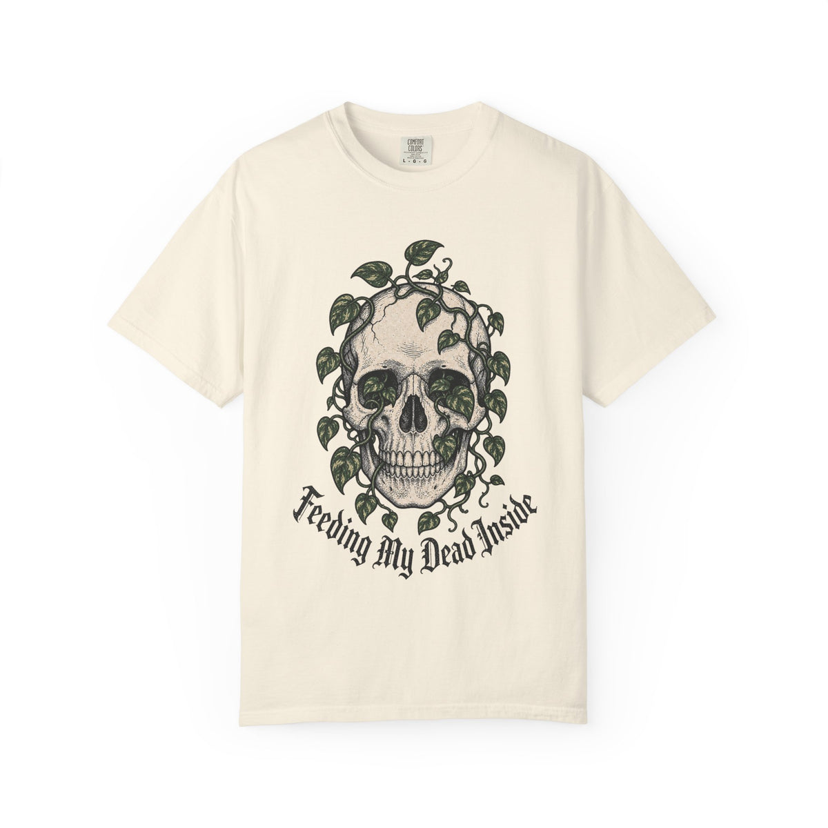 Skull with Ivy Leaves T-shirt - Ivory - flat lay1