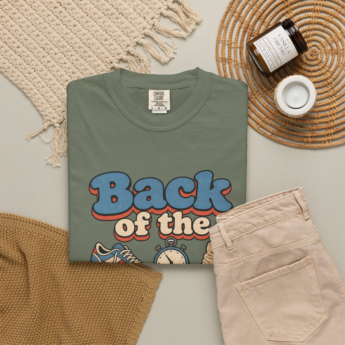 Back of the Pack Society T-shirt - Moss - Flat Lay