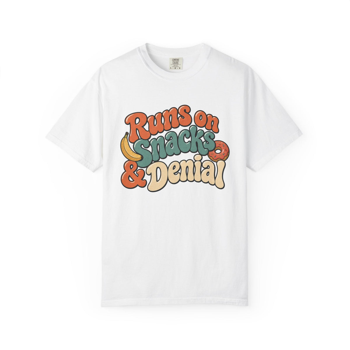 Runs on Snacks & Denial T-Shirt - White - Front